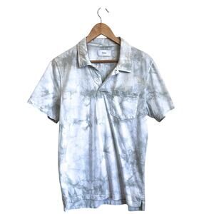 Ovadia Mens Marbled Polo Shirt Size M Green Preppy Short Sleeve 100% Cotton